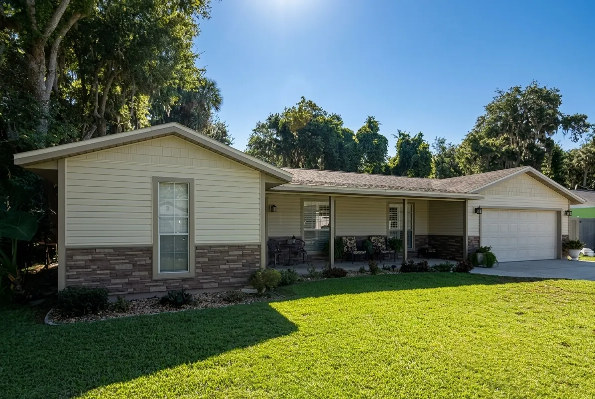 Completed vinyl siding installation on a home in Brevard County Florida