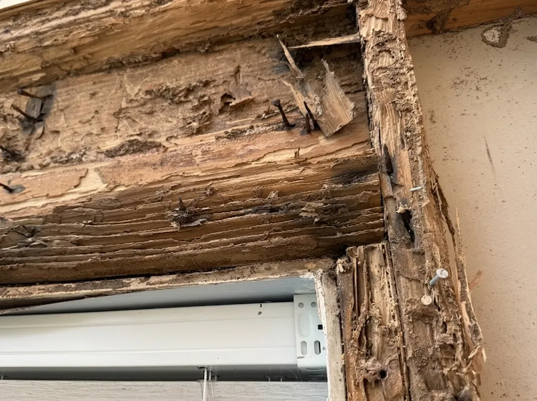 Severe wood rot damage on exterior trim of a Florida home — before CCA repair